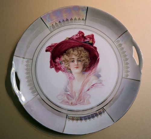KPM c1905 Beautiful Portrait 11" Cake Plate Königliche Porzellan Manuf