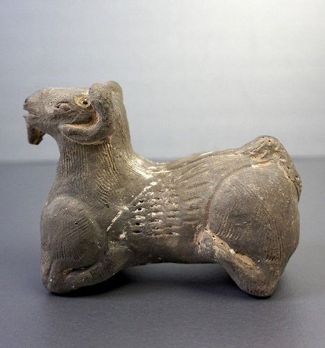 Late Eastern Han Dynasty Grey Pottery Figure of a Ram