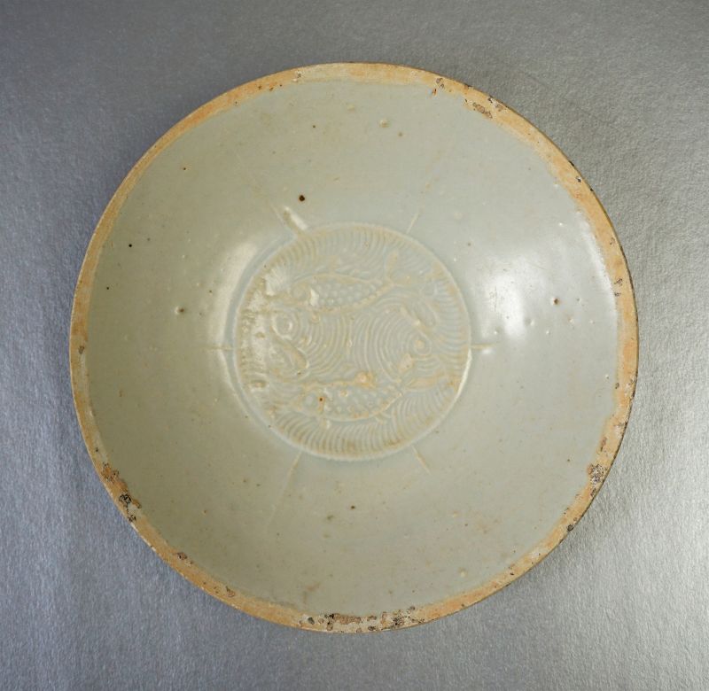 Qingbai Porcelain Bowl with a Moulded Pattern of Fish