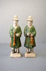A Pair of Ming Dynasty Figures of Musicians with Instruments.