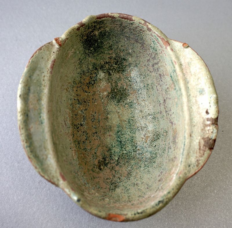 A Pair of Han Dynasty Green Glazed Pottery Ear Cups