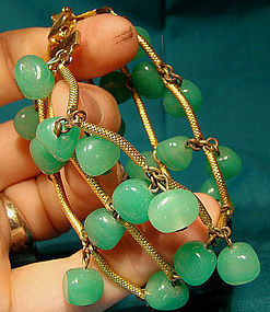 Cool GP GREEN GLASS BEAD BRACELET 1950s