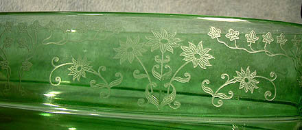 Rare FOSTORIA MANOR 2443 Etch 286 GREEN Elegant Glass Bowl 1931-1935