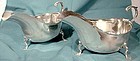 Pair ENGLISH STERLING SILVER GRAVY BOATS 1906 Matched Set