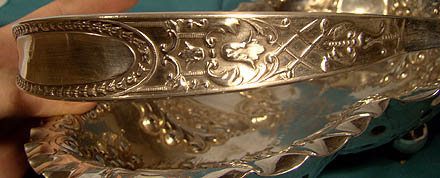 Superb STERLING SILVER SWING HANDLE REPOUSSE BASKET 1895