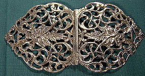 ANTIQUE SCOTTISH STERLING GREEN MAN NURSE'S BELT BUCKLE 1897