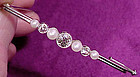 Art Deco 14K WG DIAMONDS & PEARLS BAR PIN