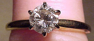 14K 45 Point DIAMOND SOLITAIRE 1960s Size 6
