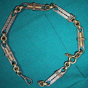 VICTORIAN Ornate WATCH CHAIN 1870s Wide Engraved Links