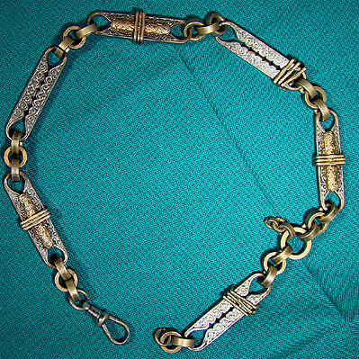 VICTORIAN Ornate WATCH CHAIN 1870s Wide Engraved Links