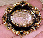 10K MOURNING PIN with HAIR c1860-70