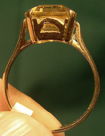12K Egyptian Rose Gold Yellow Topaz Ring Size 6-1/2
