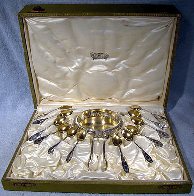POSEN 800 SILVER COFFEE SET FOR 12 IN BOX 1905 1910