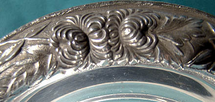 S Kirk &amp; Sons STERLING SILVER REPOUSSE NUT BOWL with SPOON