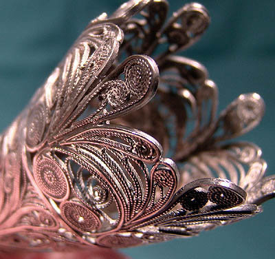 Scarce STERLING SILVER FILIGREE POSEY HOLDER Pin 1900 1910 Corsage