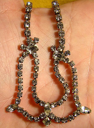 Signed SHERMAN WHITE RHINESTONE NECKLACE 1950s