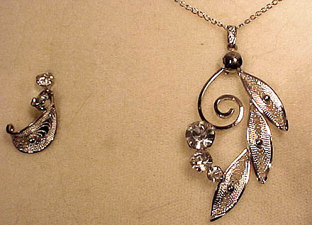 CARLTON STERLING FILIGREE RS NECKLACE &amp; EARRINGS BOX