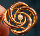 Victorian 9K PEARL LOVERS KNOT PIN 1895-1900