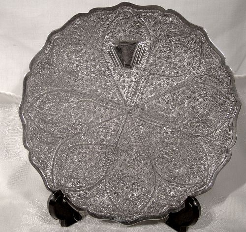 INDIA PUNCHWORK STERLING SILVER SALVER WALL PLAQUE 1900