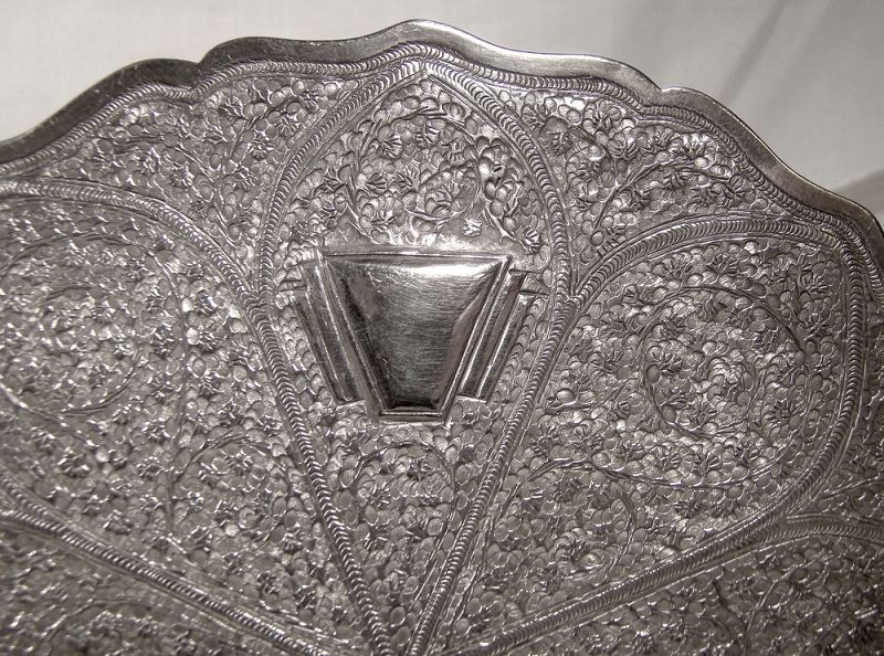 INDIA PUNCHWORK STERLING SILVER SALVER WALL PLAQUE 1900