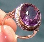 ART DECO 14K WHITE GOLD AMETHYST RING 1920s - Size 5