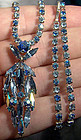 Signed SHERMAN TRI-COLOUR BLUE RHINESTONE NECKLACE