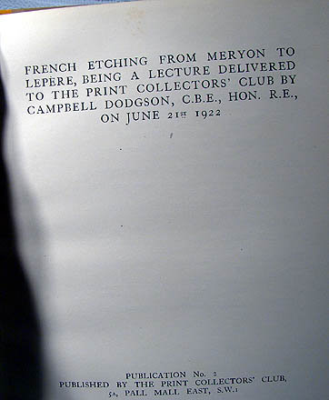 FRENCH ETCHINGS FROM MERYON TO LEPERE BOOK 1922