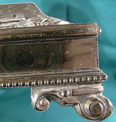 Ornate Victorian SP Ink Stand with Pot, Drawer &amp; Pen Rest 1860
