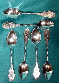 Set of 6 DUTCH SILVER ENGRAVED COFFEE SPOONS