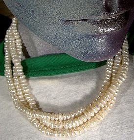 3 STRAND BAROQUE PEARLS NECKLACE 14K SAPPHIRES CLASP