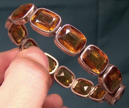 Edwardian STERLING &amp; AMBER CRYSTAL BRACELET c1900-10