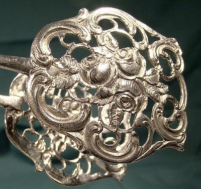 Ornate 800 SILVER Ornate PASTRY TONGS Roses