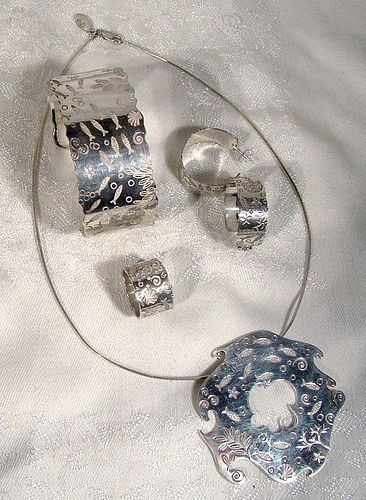 Birks ESTY ACQUATIKA Sterling Silver Set w/Box 4 Pc