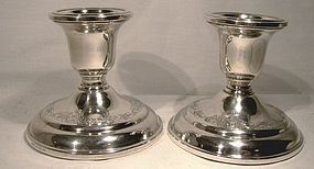 Pair BIRKS STERLING SILVER ENGRAVED CANDLESTICKS