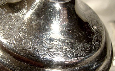 Pair BIRKS STERLING SILVER ENGRAVED CANDLESTICKS