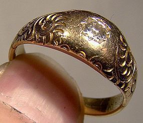 Victorian 14K DIAMOND RING 1890-1900 Star Setting Size 7-1/2