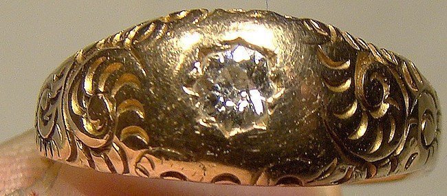 Victorian 14K DIAMOND RING 1890-1900 Star Setting Size 7-1/2