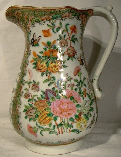 QING DYNASTY 19thC ROSE CANTON 9" PITCHER