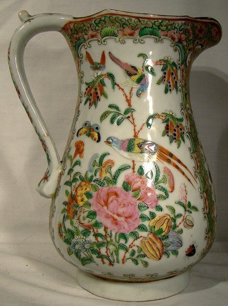 QING DYNASTY 19thC ROSE CANTON 9&quot; PITCHER