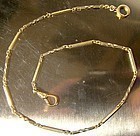 14K Art Deco White Yellow Gold Twist Bar and Link WATCH CHAIN 1920