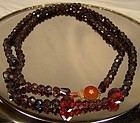 19thC DUTCH RED GLASS NECKLACE w/ 14K CARNELIAN CLASP