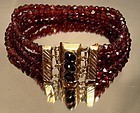 19thC DUTCH RED GLASS BRACELET w/ 14K CLASP