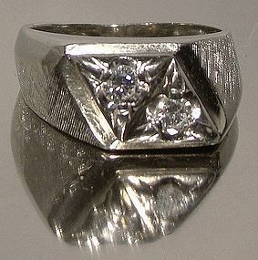 Retro Cool 14K WHITE GOLD DIAMONDS MAN'S RING 1960s