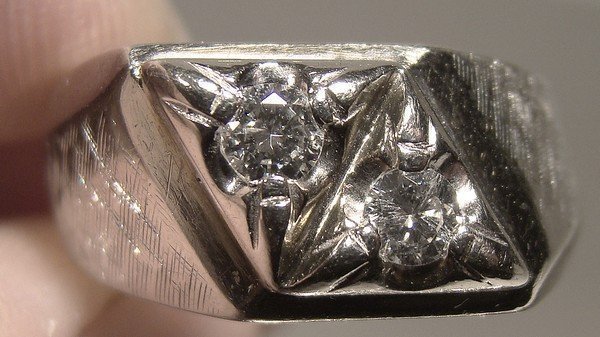 Retro Cool 14K WHITE GOLD DIAMONDS MAN'S RING 1960s