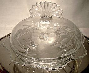 Scarce HUGHES CORNFLOWER 1/2 LB BUTTER DISH & LID