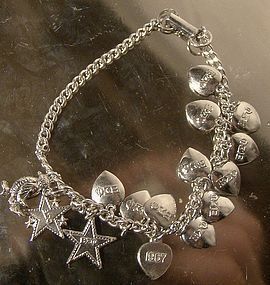 STERLING CHARM BRACELET BETA EPSILON OMEGA SORORITY