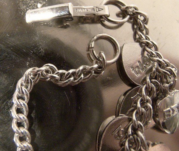 STERLING CHARM BRACELET BETA EPSILON OMEGA SORORITY