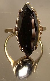 10K BLACK ALASKAN DIAMOND HEMATITE RING c1950s-60