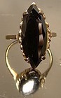 10K BLACK ALASKAN DIAMOND HEMATITE RING c1950s-60