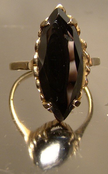 10K BLACK ALASKAN DIAMOND HEMATITE RING c1950s-60
